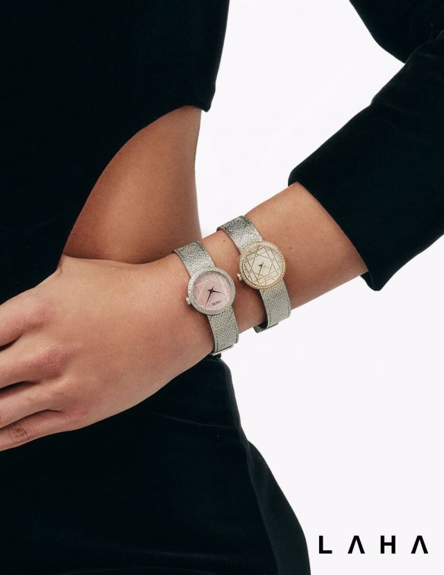 ساعة  La D My Diorبحركة كوارتز، الستيل، عرق اللؤلؤ الزهري والماس، وساعة La D My Dior من الذهب الأصفر والماس من Dior Timepieces