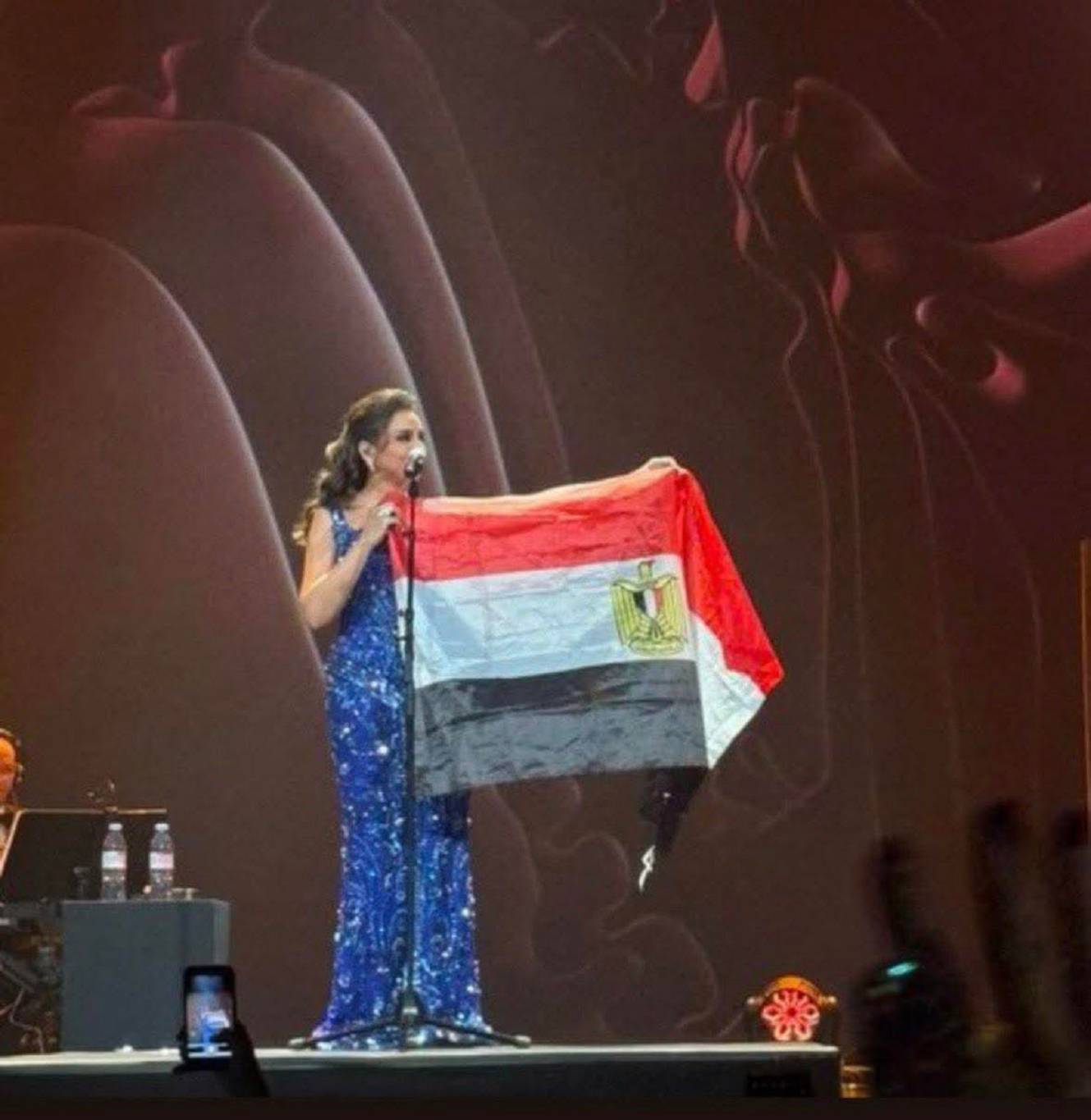 أنغام ترفع علم مصر على المسرح