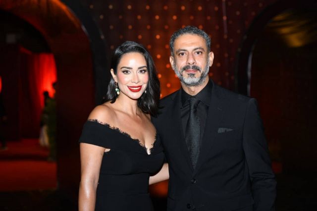 محمد فراج وبسنت شوفي في حفل الزفاف