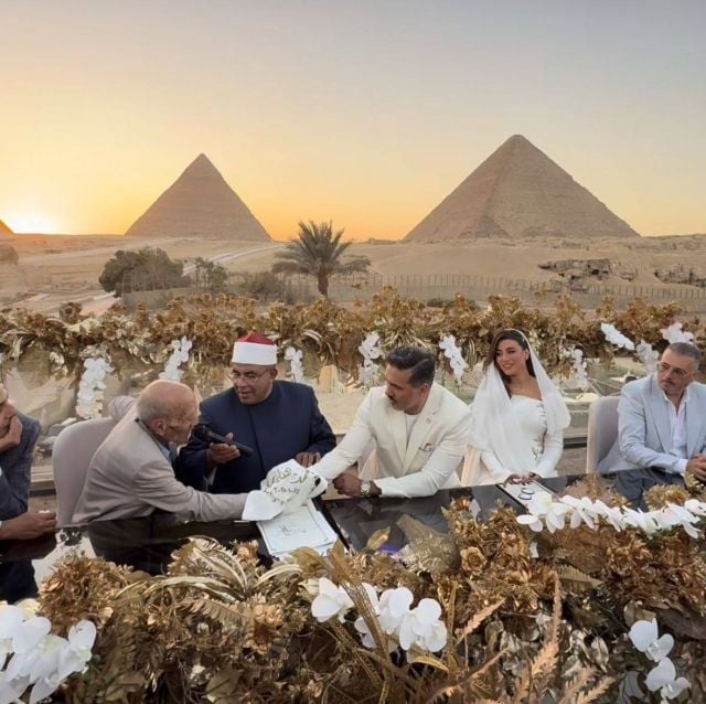 هايدي موسى ومحمد غانم لحظة عقد القران