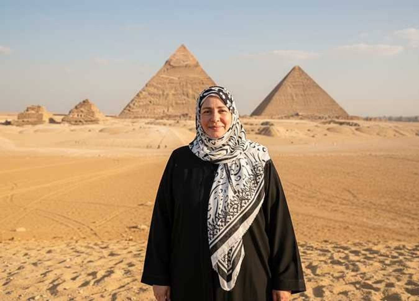 عبلة كامل أمام الأهرامات