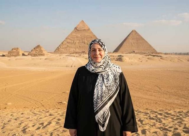 عبلة كامل أمام الأهرامات