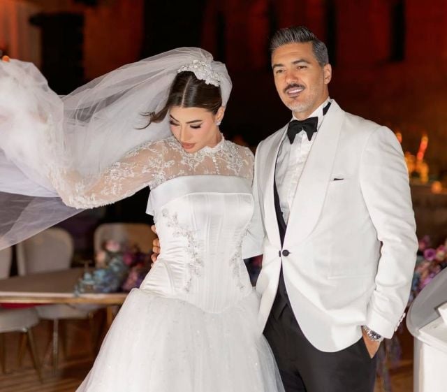 هايدي موسى ومحمد غانم في حفل الزفاف