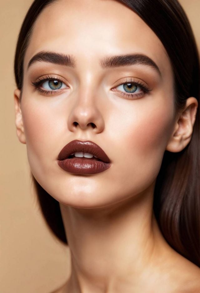 مكياج برونزي بأحممر شفاه قاني 