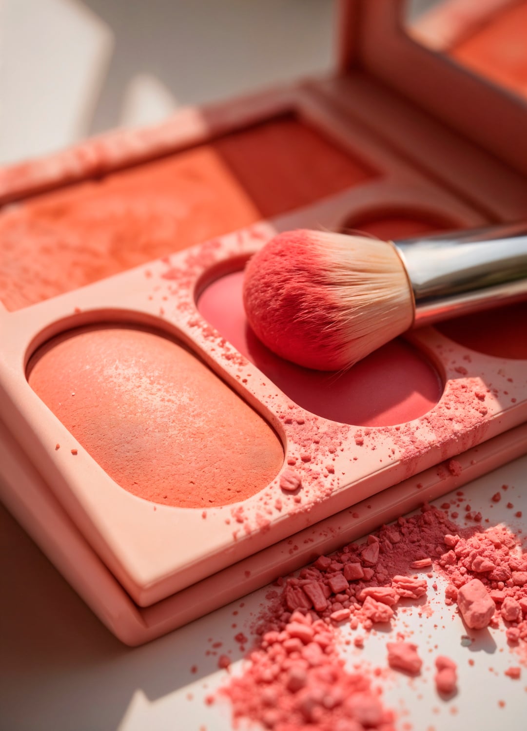 درجة المكياج المشمشية في أحمر الخدود