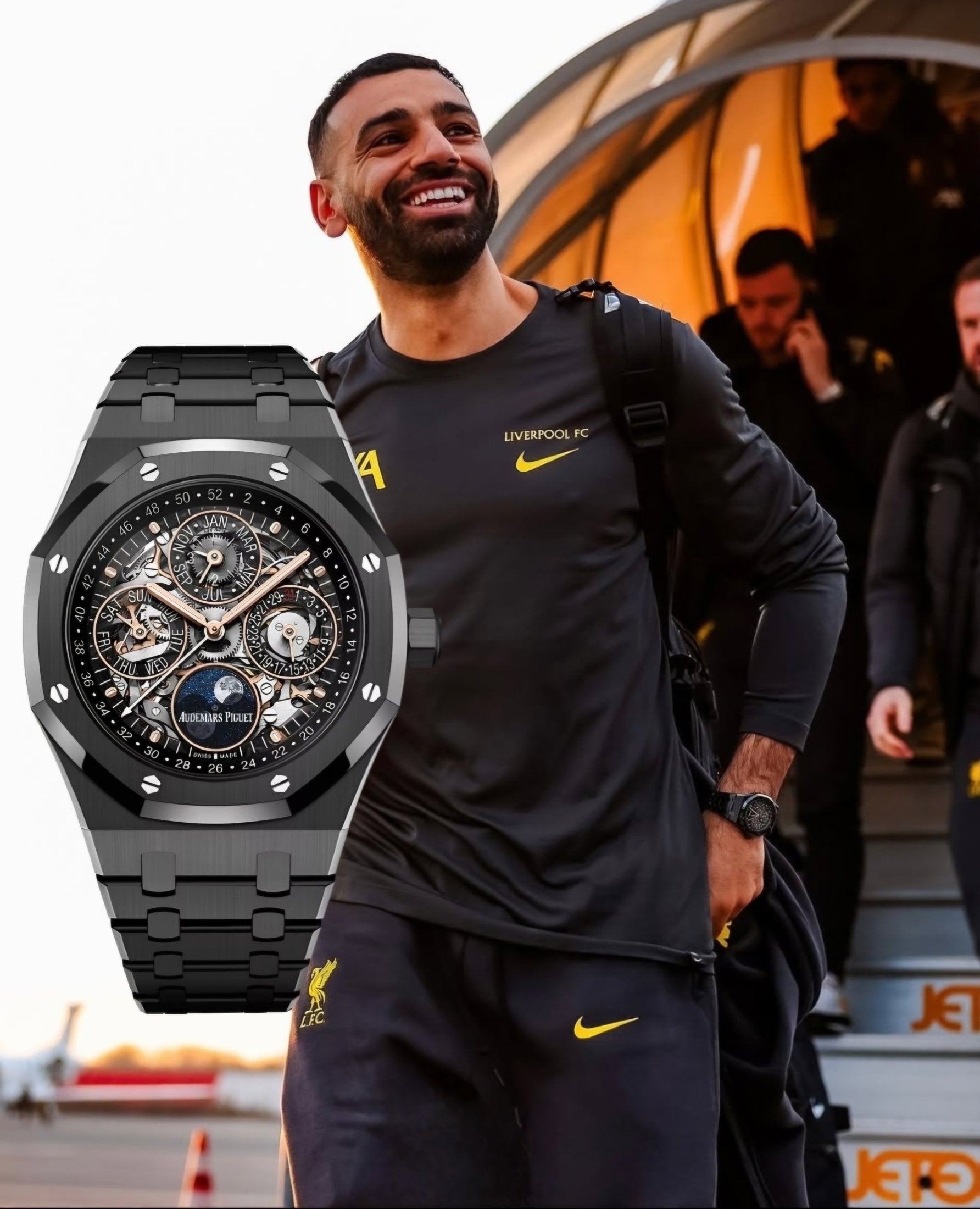 محمد صلاح يرتدي ساعة أوديمار بيغيه محمد صلاح يرتدي ساعة أوديمار بيغيه