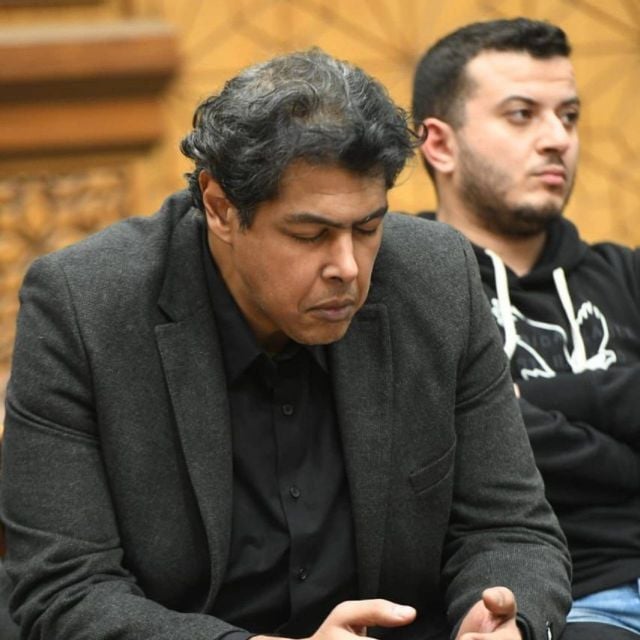 عمر متولي في عزاء والدته