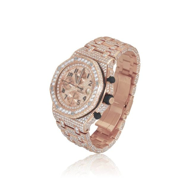ساعة Royal Oak Offshore Rose Gold Diamond Pave Dial 42mm من 