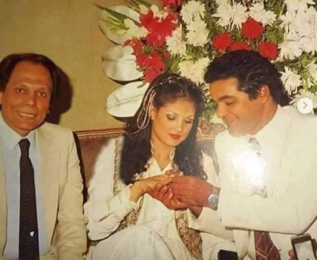 عادل إمام مع شقيقته الراحلة وزوجها الفنان الراحل مصطفى متولي