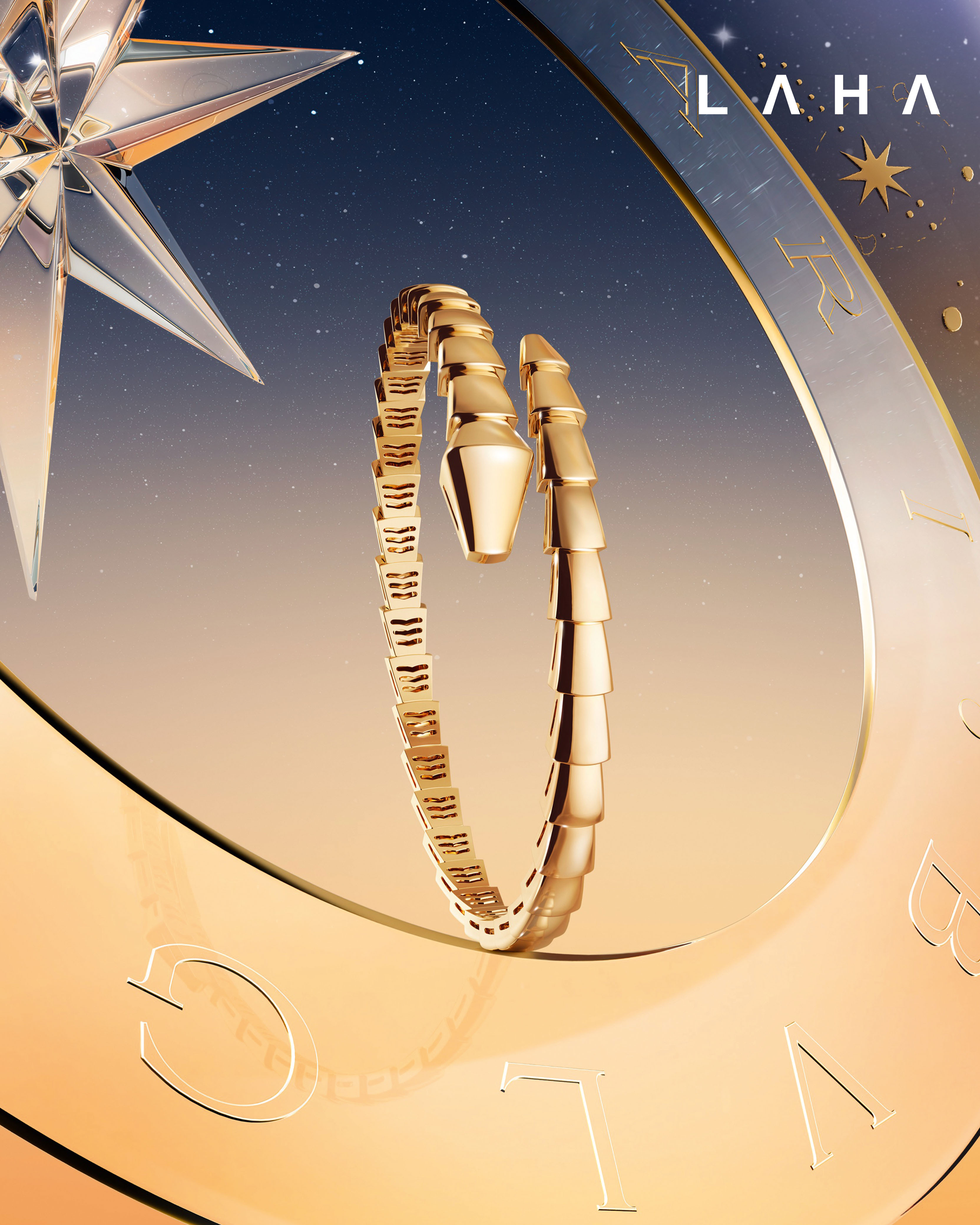 سوار Serpenti Viper من الذهب الأصفر من Bvlgari