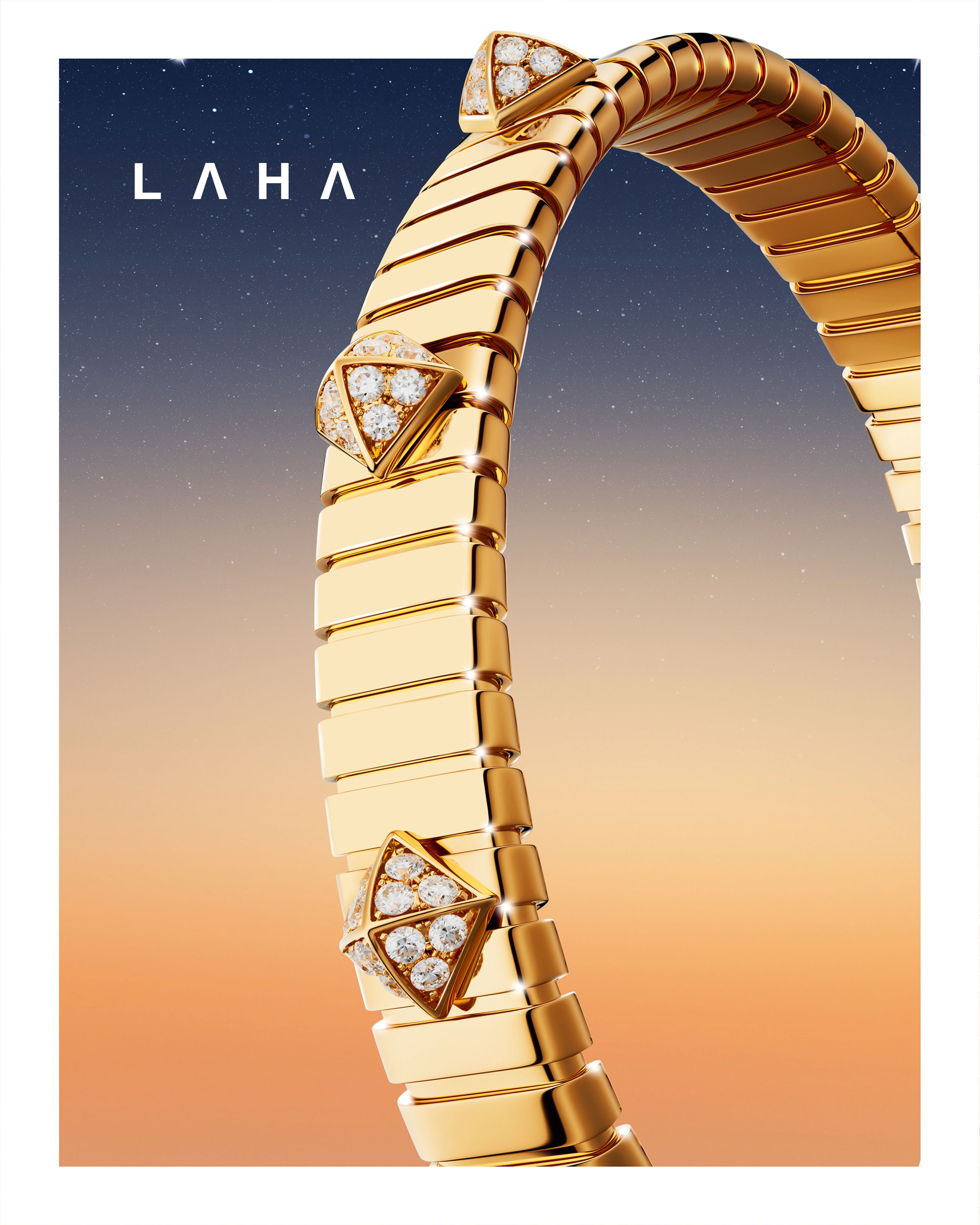 سوار Tubogas من الذهب الأصفر والماس المزين ب Studs من Bvlgari