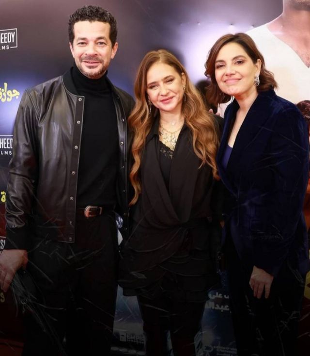 نيللي كريم وشريف سلامة في العرض الخاص للفيلم