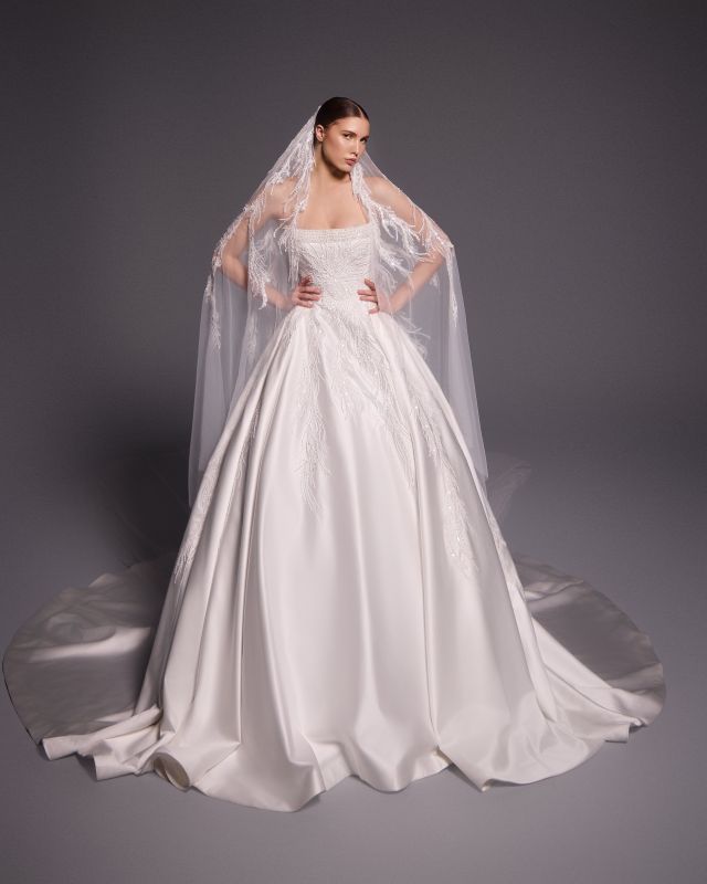 الطرحة مع فستان الزفاف