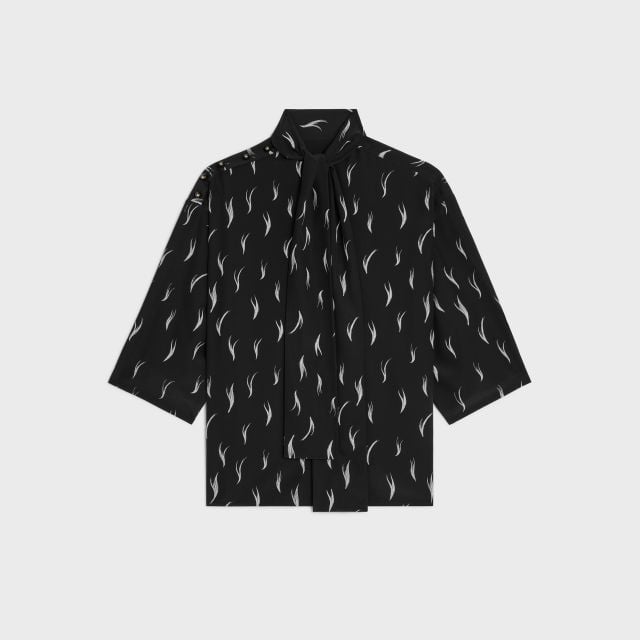 بلوزة LAVALLIERE مطبوعة باللون الأسود
