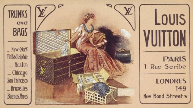 Illustrated poster “Trunks and Bags, Louis Vuitton, Paris, London”, ca- 1907