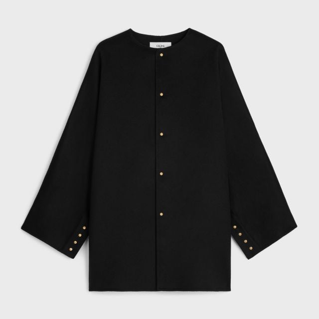 معطف كشمير مزدوج الوجه باللون الأسود