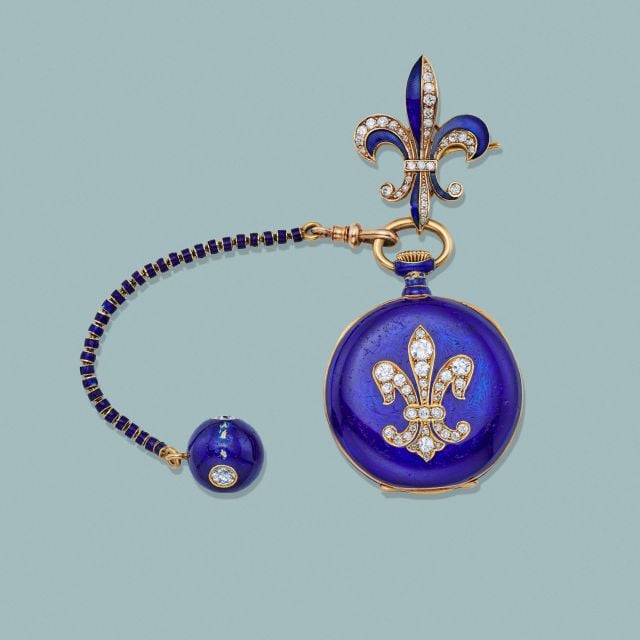 ساعة دبابيس من الذهب والمينا 1887