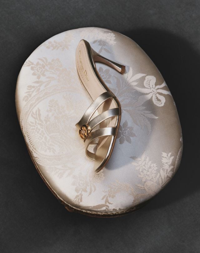 حذاء باللون الذهبي من 