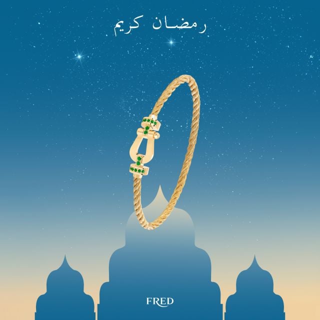 سوار force10 متوسط الحجم من الذهب الأصفر المرصّع بالزمرد