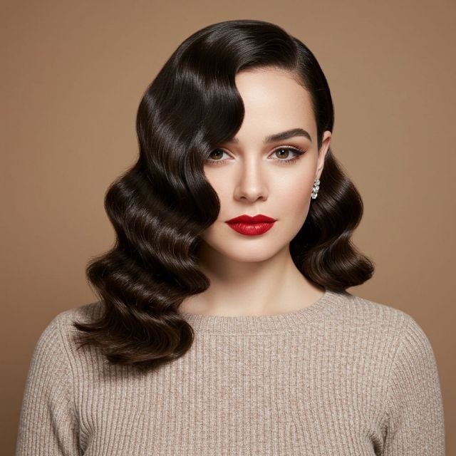 تسريحات ريترو شعر طويل على الجانب