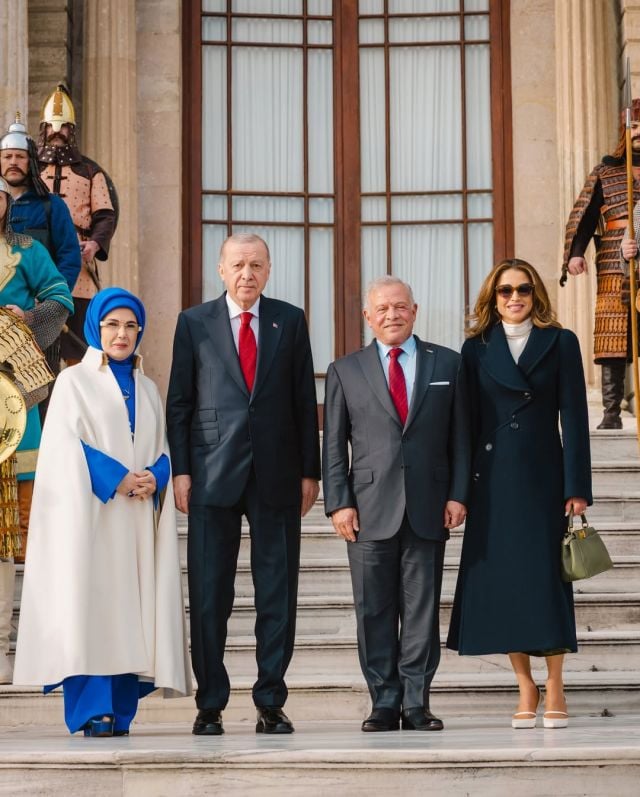 الملكة رانيا والملك عبدالله ورجب طيب أردوغان وأمينة أردوغان