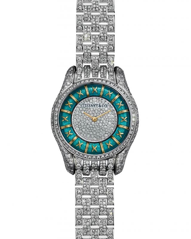 ساعة Enamel – سوار كامل Pavé – على المينا البيضاء