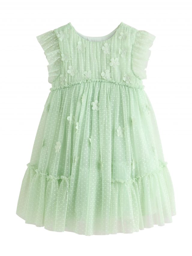 فستان فتاة الزهور باللون الأخضر النعناعي