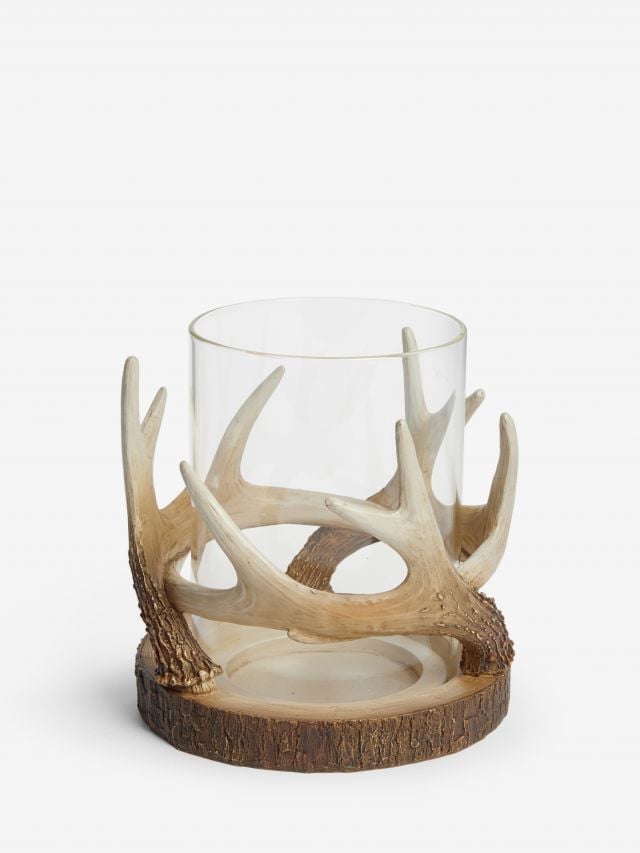 حامل شمعة هوريكان بزخرفة قرون طبيعية