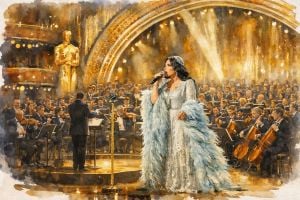 أحلام تخطف الأنظار بفستان مسرحي أبيض فضي