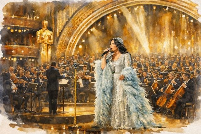 أحلام تخطف الأنظار بفستان مسرحي أبيض فضي