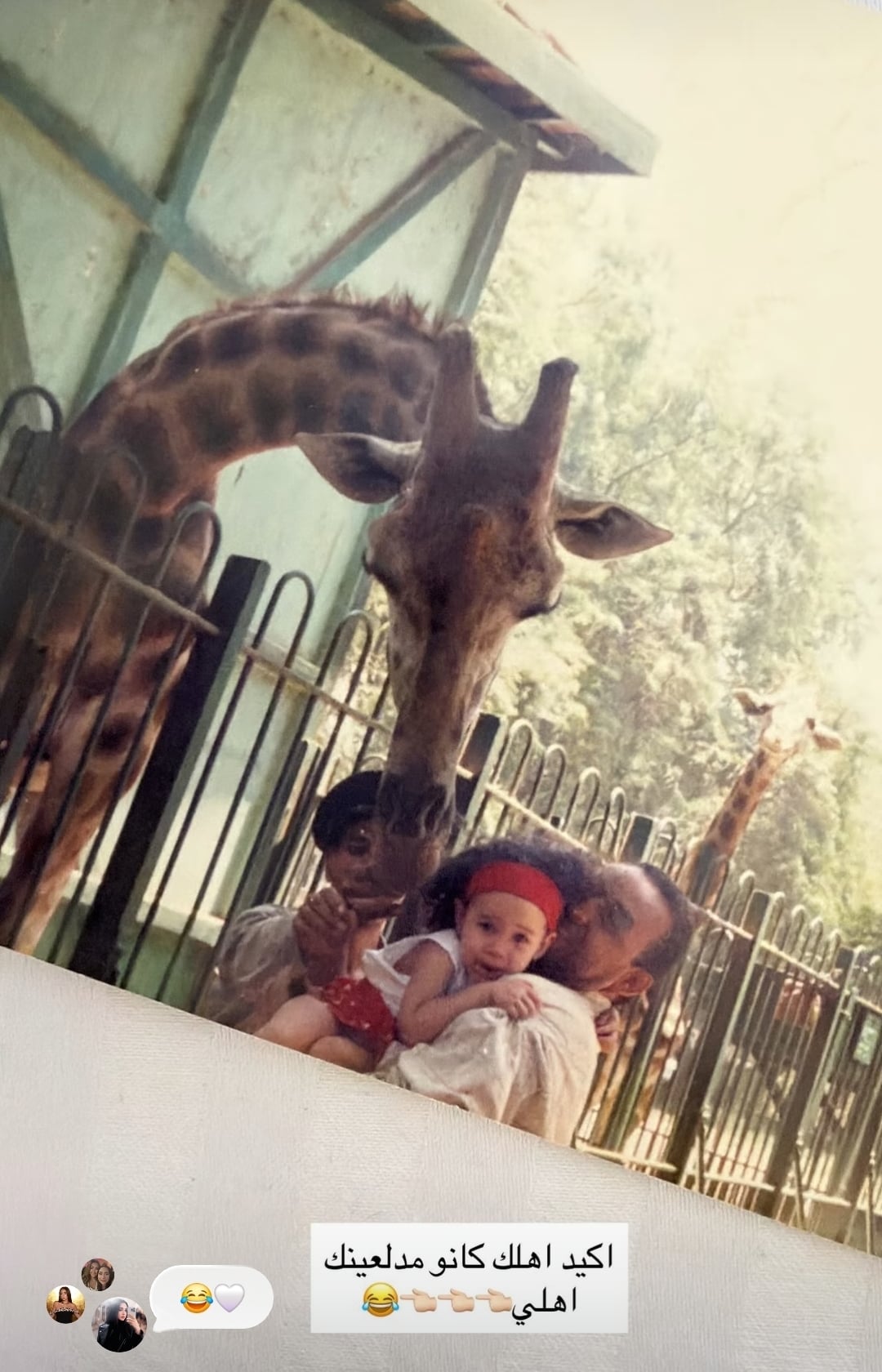 صورة هنا الزاهد مع الزرافة