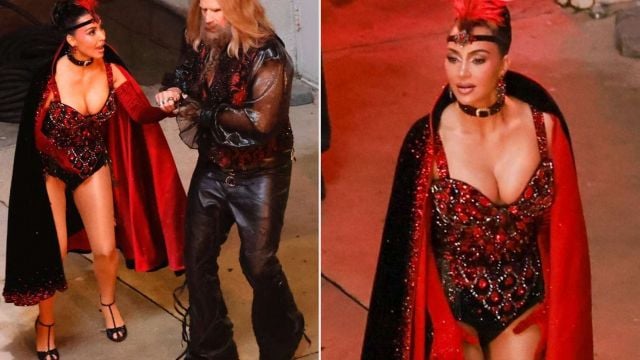 كيم كارداشيان تبهر الأنظار بزيّ راقصة استعراضية مُرصّع بالجواهر