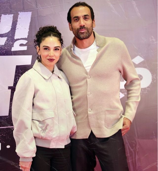 سلمى أبو ضيف وزوجها في العرض الخاص للفيلم