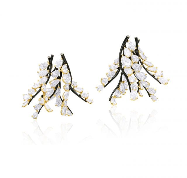 أقراط Diamond Branch من مجموعة White Label لدار CINDY CHAO The Art Jewel