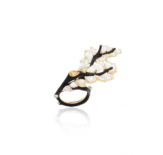 خاتم Diamond Branch من مجموعة White Label لدار CINDY CHAO The Art Jewel