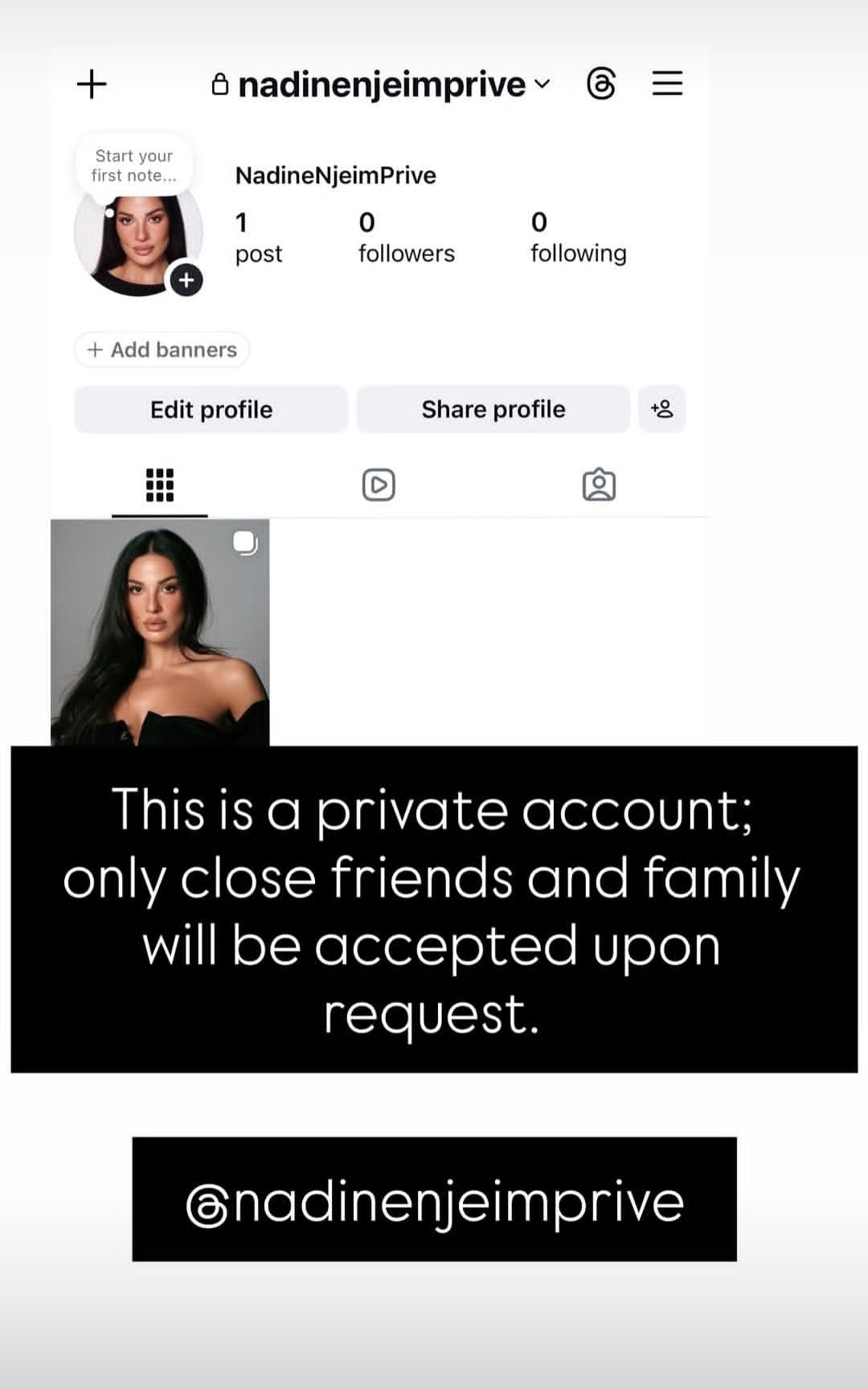 منشور نادين نسيب نجيم على انستغرام