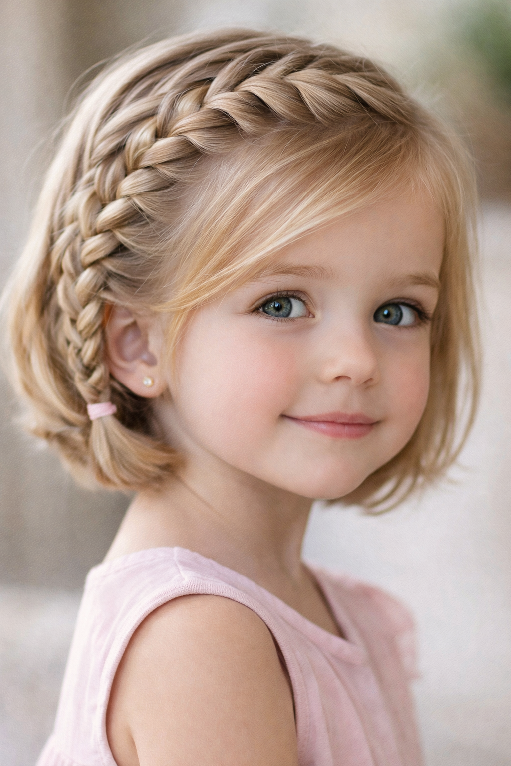 تسريحة الشعر المضفر الجانبي- تسريحات شعر قصير للأطفال