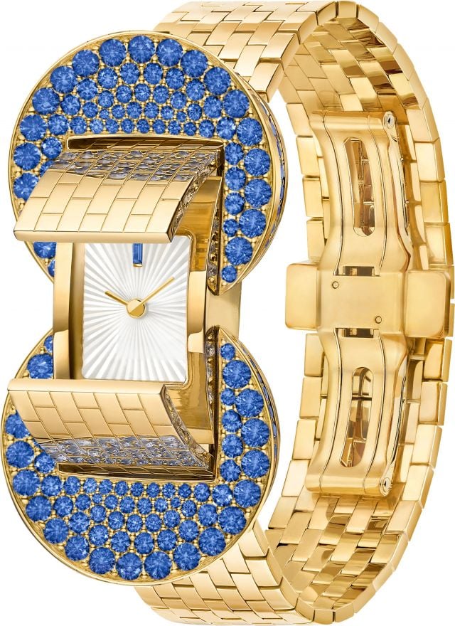 ساعة ludo secret ذهب أصفر، سافير، عرق اللؤلؤ الأبيض، حركة كوارتز سويسري