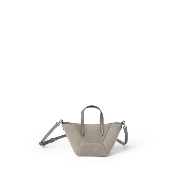 حقيبة BC Duo ميني مصمّمة من جلد الشامواه ومزيّنة بتطريزات المونيل