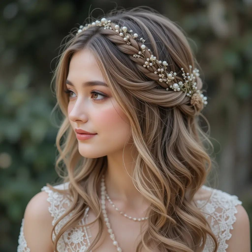 تسريحة الويفي العريض مع الضفائر الجانبية