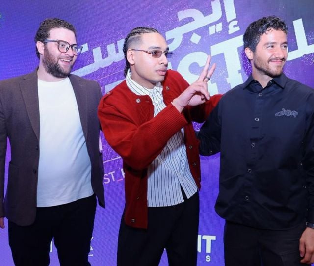 أحمد مالك ومروان بابلو وميشيل ميلاد في العرض الخاص للفيلم
