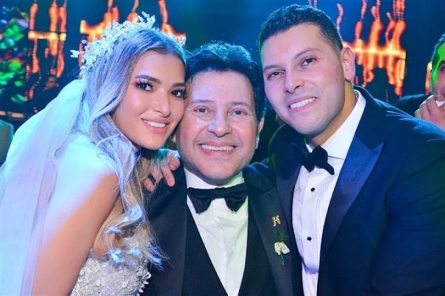 هاني شاكر مع نجله شريف وعروسه ليلة زفافهما