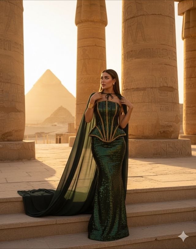 فرح شعبان بفستان الترتر… بريق لافت وقصة منحوتة