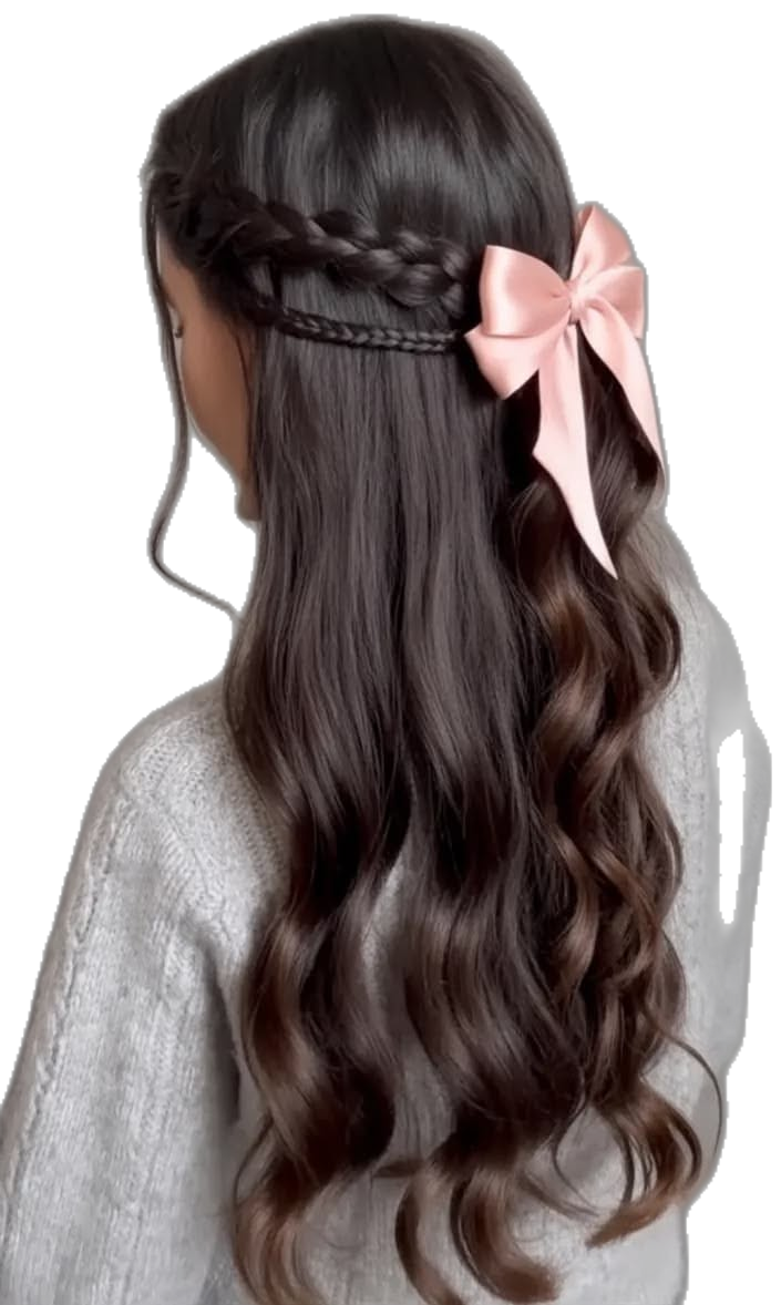 تسريحة شعر نصف مرفوعة مع مشبك