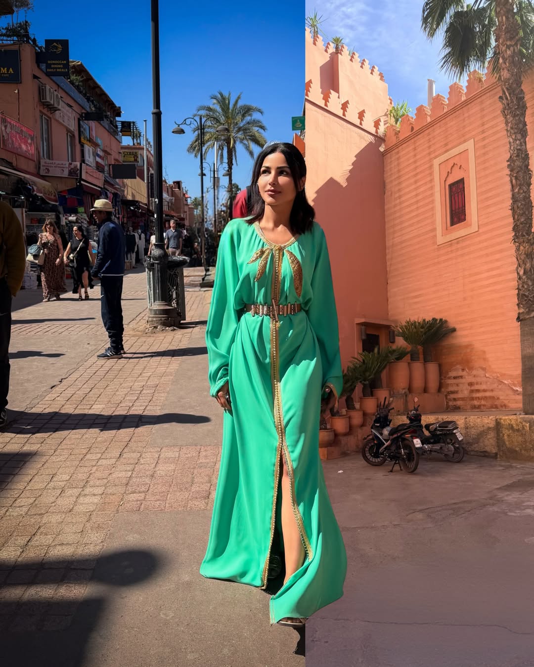 مهيرة عبد العزيز تعتمد قفطاناً أخضر مطرزاً بالذهب بإطلالة ملكية راقية مهيرة عبد العزيز تعتمد قفطاناً أخضر مطرزاً بالذهب بإطلالة ملكية راقية