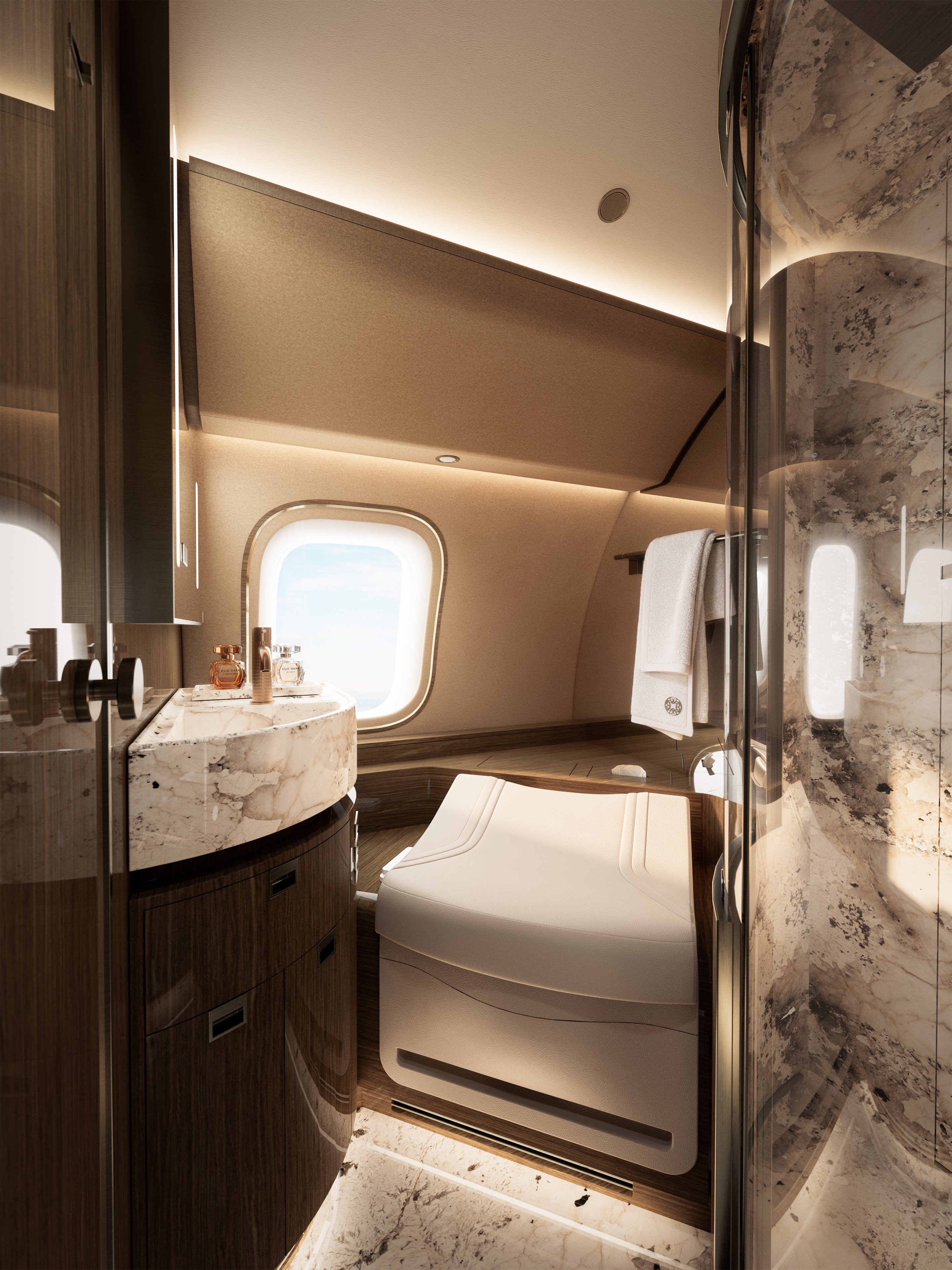 تصميم داخلي فاخر لطائرة Global 8000 من بومباردييه بتوقيع إيلي صعب تصميم داخلي فاخر لطائرة Global 8000 من بومباردييه بتوقيع إيلي صعب