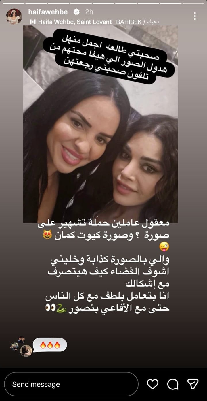 ستوري هيفاء وهبي عن الصورة المثيرة للجدل