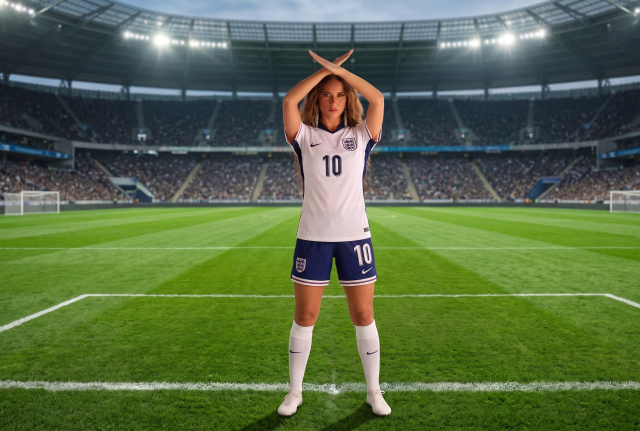 نيللي كريم بقميص إنجلترا تهاجم منتخب الأرجنتين بإشارة حسام حسن