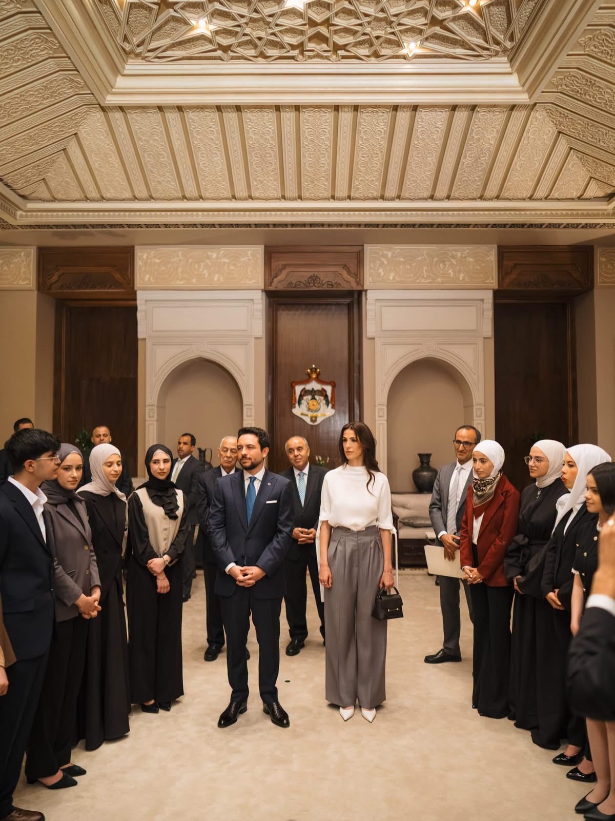 الأميرة رجوة الحسين والأمير الحسين في قصر بسمان