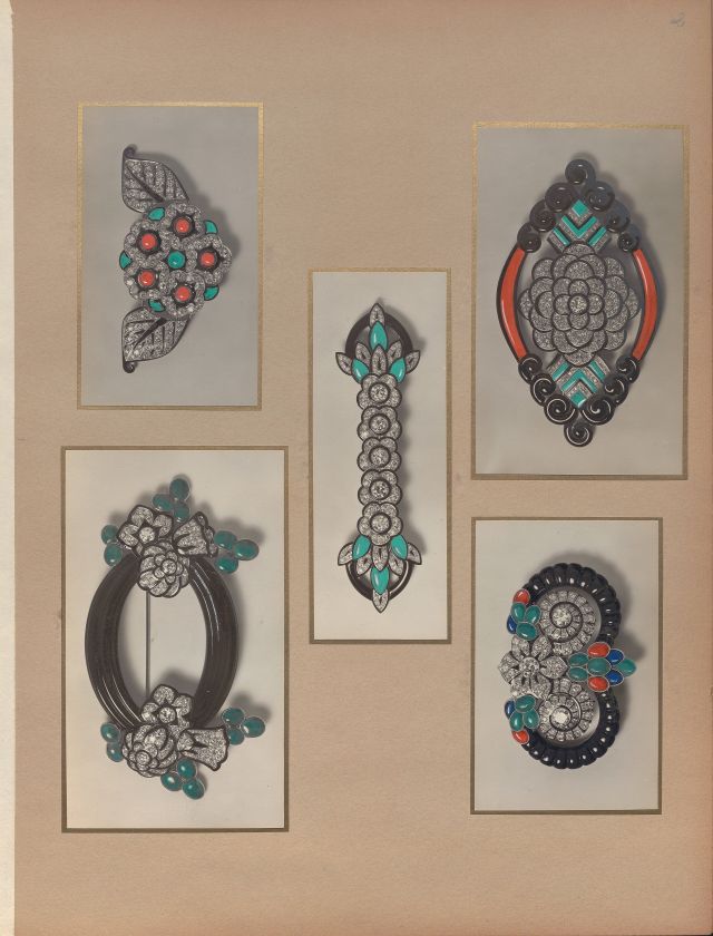 صفحات من أرشيف Boucheron – لوحات من كتاب توثّق إبداعات عُرضت في المعرض الدولي عام 1925